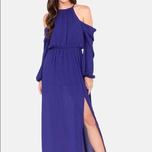 Steal the Shoulder Royal Blue Maxi Dress